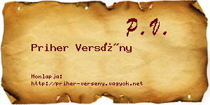Priher Versény névjegykártya